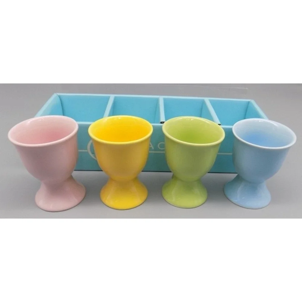 New BIA Cordon Bleu Ceramic Egg Cups Pastel Colors Mint in Box Easter
